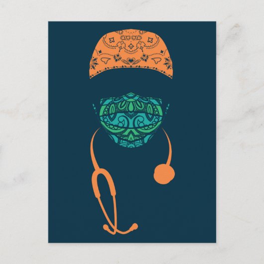 paisley med mask briefkaart (Voorkant)