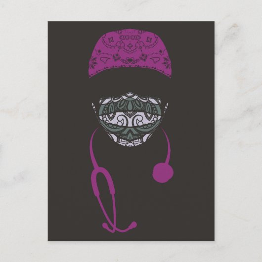 Paisley Med Mask-briefkaart Briefkaart (Voorkant)