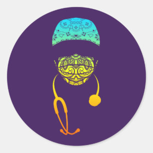 Paisley Med Mask Classic Ronde sticker