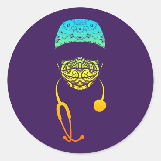 Paisley Med Mask Classic Ronde sticker (Voorkant)