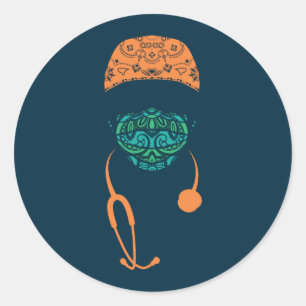 paisley med mask ronde sticker