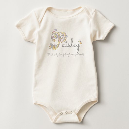 Paisley meisjes P naam betekent aangepaste baby kl Romper (Voorkant)