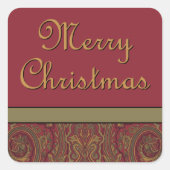 Paisley Merry Kerstfeestdag Vierkante Sticker (Voorkant)