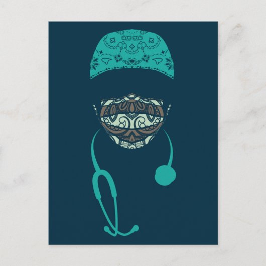 Paisley met masker ansichtkaart briefkaart (Voorkant)