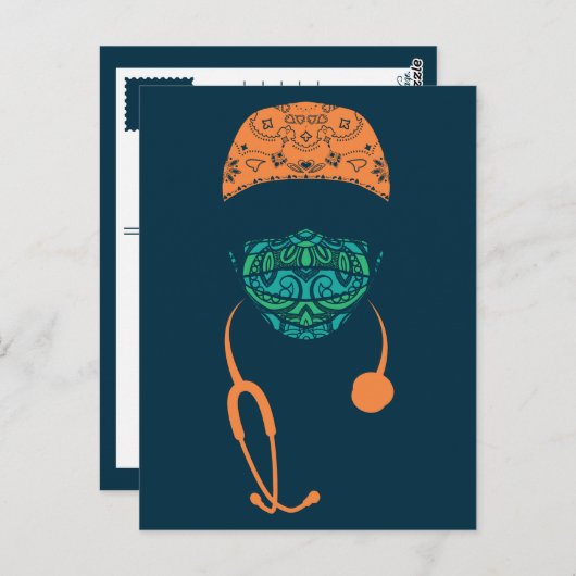 paisley met masker briefkaart (Voorkant / Achterkant)
