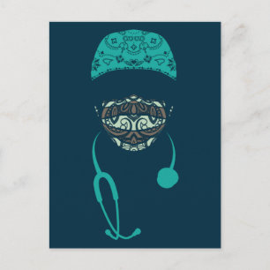 paisley met mondmasker ansichtkaart briefkaart