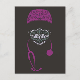 paisley met mondmasker ansichtkaart briefkaart