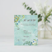 Paisley Modern Floral Flourish Swirl Wedding RSVP Kaartje (Staand voorkant)