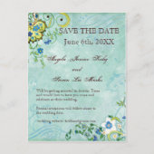 Paisley Moderne Bloemen Bloemen Swirl Bruiloft Aankondigingskaart (Voorkant)