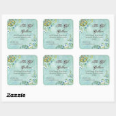 Paisley Moderne Bloemen Bloemen Swirl Bruiloft Vierkante Sticker (Vel)