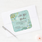 Paisley Moderne Bloemen Bloemen Swirl Bruiloft Vierkante Sticker (Envelop)