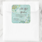 Paisley Moderne Bloemen Bloemen Swirl Bruiloft Vierkante Sticker (Tas)