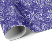 Paisley monochroom: blauwe, witte elegantie. cadeaupapier (Rol Hoek)