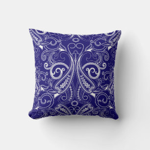Paisley monochroom: blauwe, witte elegantie. kussen
