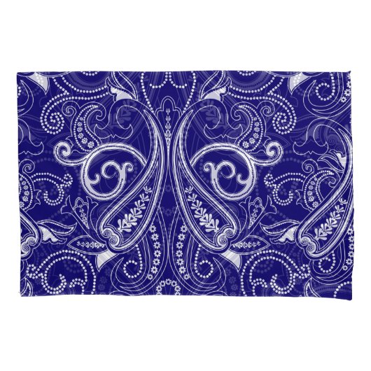 Paisley monochroom: blauwe, witte elegantie. kussensloop (Voorkant)