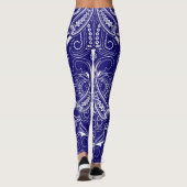 Paisley monochroom: blauwe, witte elegantie. leggings (Achterkant)