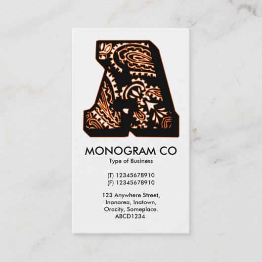 Paisley Monogram - A Visitekaartje (Voorkant)