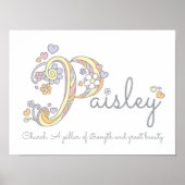 Paisley monogram art meiden naam en betekenis post poster (Voorkant)