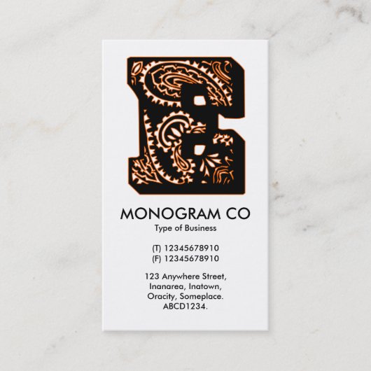 Paisley Monogram - E Visitekaartje (Voorkant)