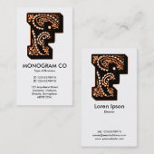 Paisley Monogram - F Visitekaartje (Voorkant / Achterkant)