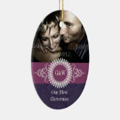 Paisley Monogram First Kerstversiering Keramisch Ornament (Rechts)