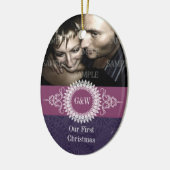 Paisley Monogram First Kerstversiering Keramisch Ornament (Links)