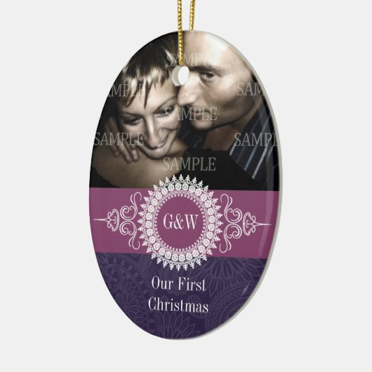 Paisley Monogram First Kerstversiering Keramisch Ornament (Links)