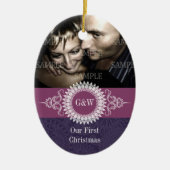 Paisley Monogram First Kerstversiering Keramisch Ornament (Voorkant)