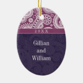 Paisley Monogram First Kerstversiering Keramisch Ornament (Achterkant)