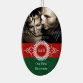 Paisley Monogram First Kerstversiering Keramisch Ornament (Rechts)