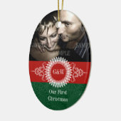 Paisley Monogram First Kerstversiering Keramisch Ornament (Links)