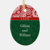 Paisley Monogram First Kerstversiering Keramisch Ornament (Achterkant)