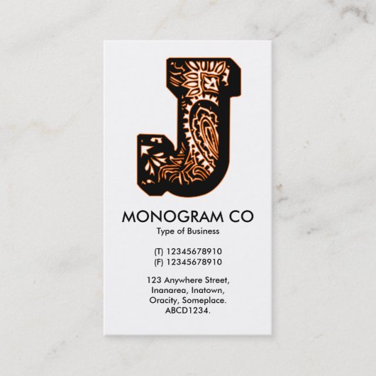 Paisley Monogram - J Visitekaartje (Voorkant)