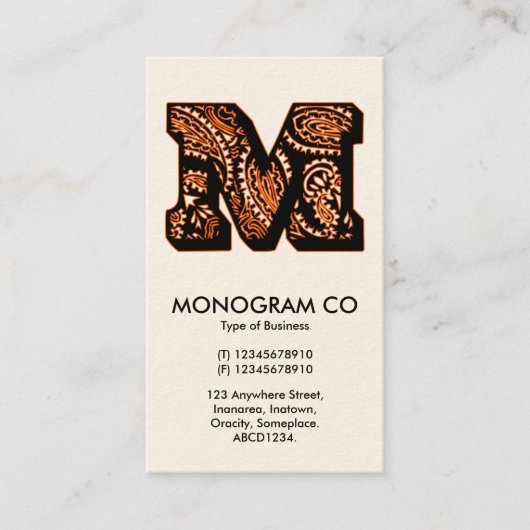 Paisley Monogram - M Visitekaartje (Voorkant)