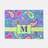 Paisley Monogram Modern Lavendel Paarse Patroon Deurmat (Voorkant)