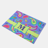 Paisley Monogram Modern Lavendel Paarse Patroon Deurmat (Schuin)