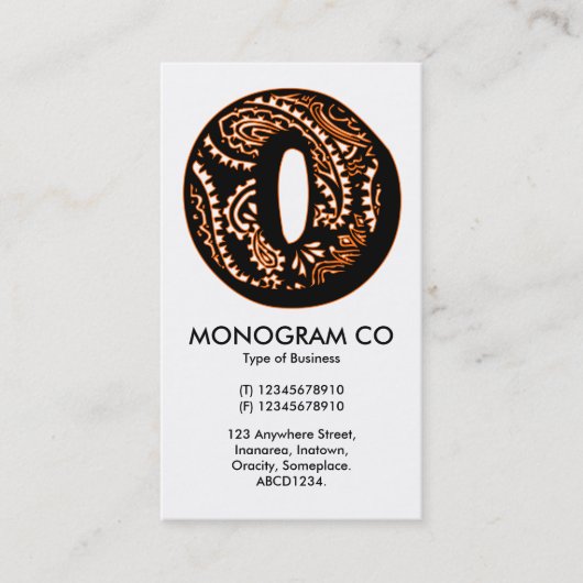 Paisley Monogram - O Visitekaartje (Voorkant)