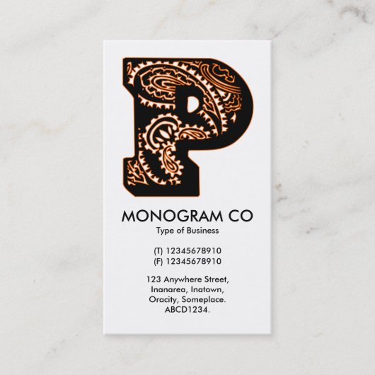 Paisley Monogram - P Visitekaartje (Voorkant)