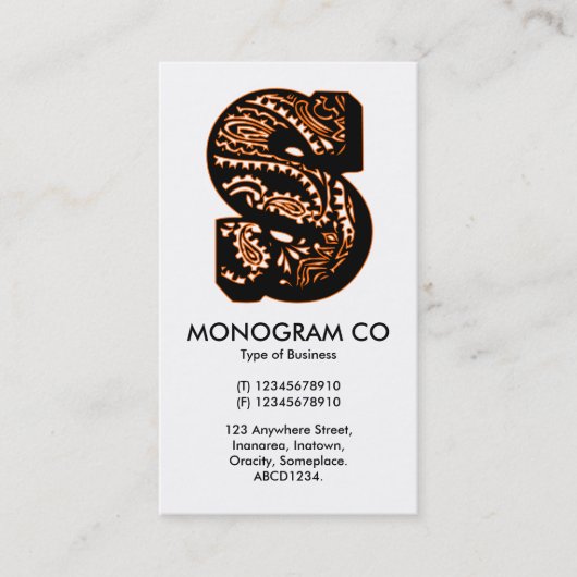 Paisley Monogram - S Visitekaartje (Voorkant)