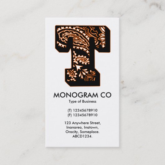 Paisley Monogram - T Visitekaartje (Voorkant)