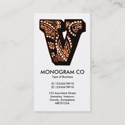 Paisley Monogram - V Visitekaartje (Voorkant)