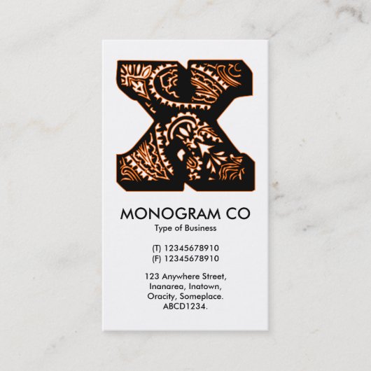 Paisley Monogram - X Visitekaartje (Voorkant)