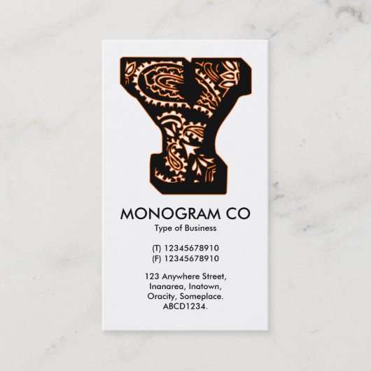 Paisley Monogram - Y Visitekaartje (Voorkant)