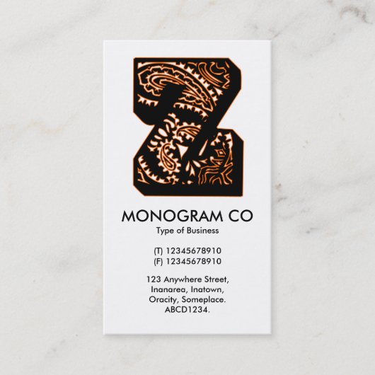 Paisley Monogram - Z Visitekaartje (Voorkant)
