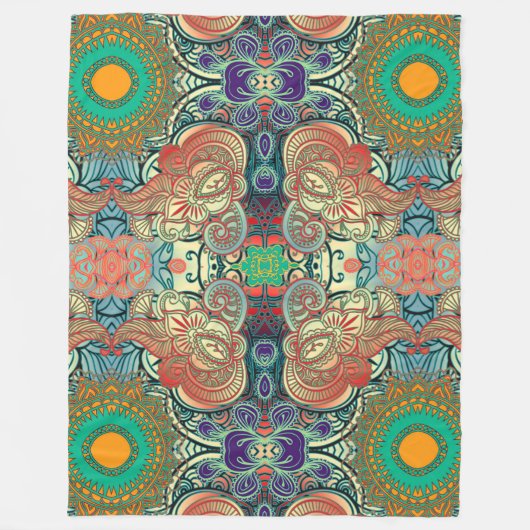 Paisley Mosaic Pattern I + jouw ideeën Fleece Deken (Voorkant)