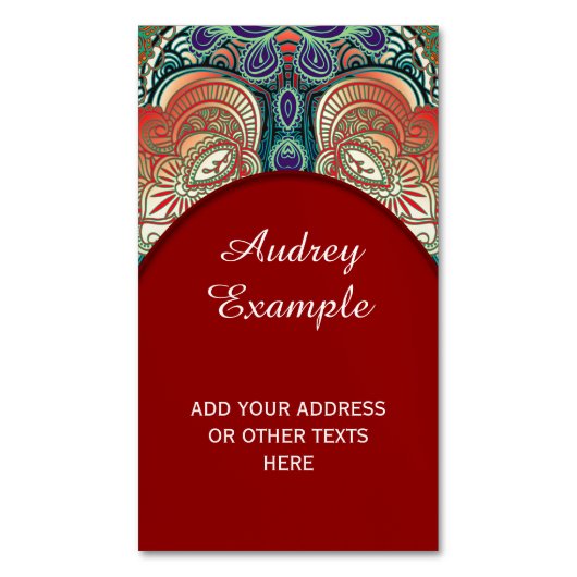 Paisley Mosaic Pattern I + jouw ideeën Magnetisch Visitekaartje (Voorkant Verticaal)