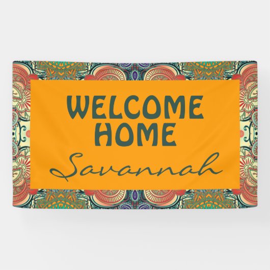 Paisley Mosaic Pattern I + jouw ideeën Spandoek (Horizontaal)