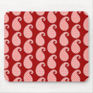 Paisley motief, diep rood en wit muismat