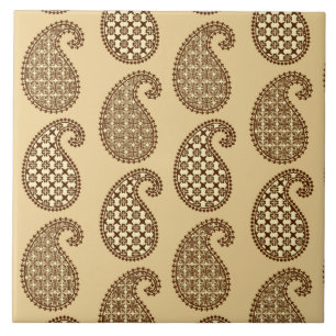 Paisley motief, lichtbruin, crème en chocolade tegeltje