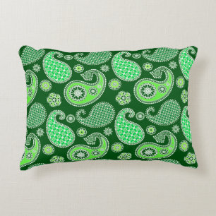 Paisley motief, Smaragd en Jade Groen Accent Kussen